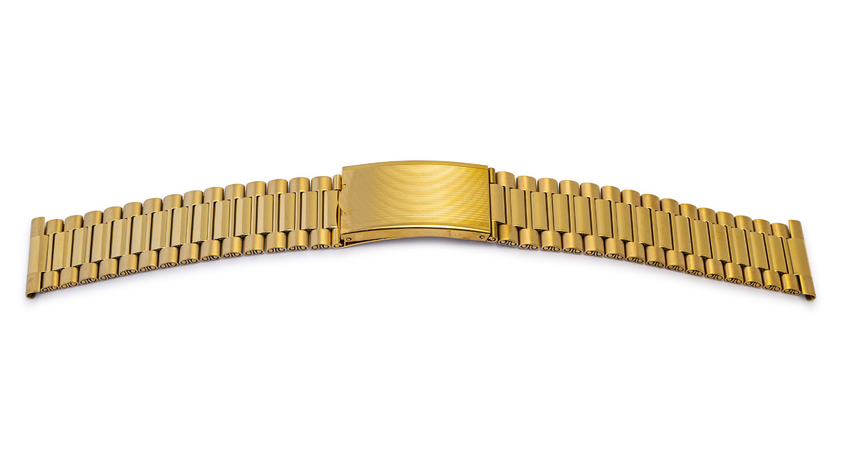 Bracelet de montre Elegance, acier inoxydable en or PVD, largeur 18 mm, cornes 20 mm, longueur 170 mm