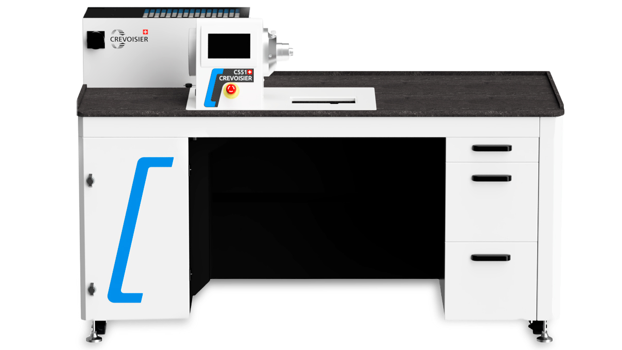 Crevoisier C551 (M12) avec établi SLINE2 Confort, aspiration incluse, plateau couleur ardoise avec
encadrement, bloc d'alimentation en bas (400 V)