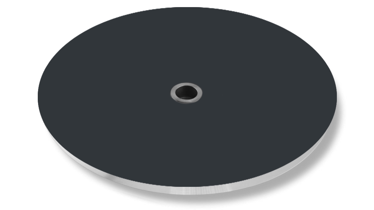 Micromecalp Disque en caoutchouc vulcanisé, 5 mm caoutchouc, support en acier inoxydable, Ø 240 mm
