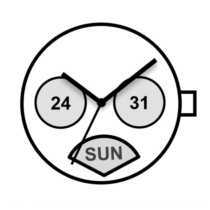 Mvt. Miyota JR20 12 1/2''' DATE3/DAY6 SC RETRO DAY 24H Quartz (364 | SR621SW)