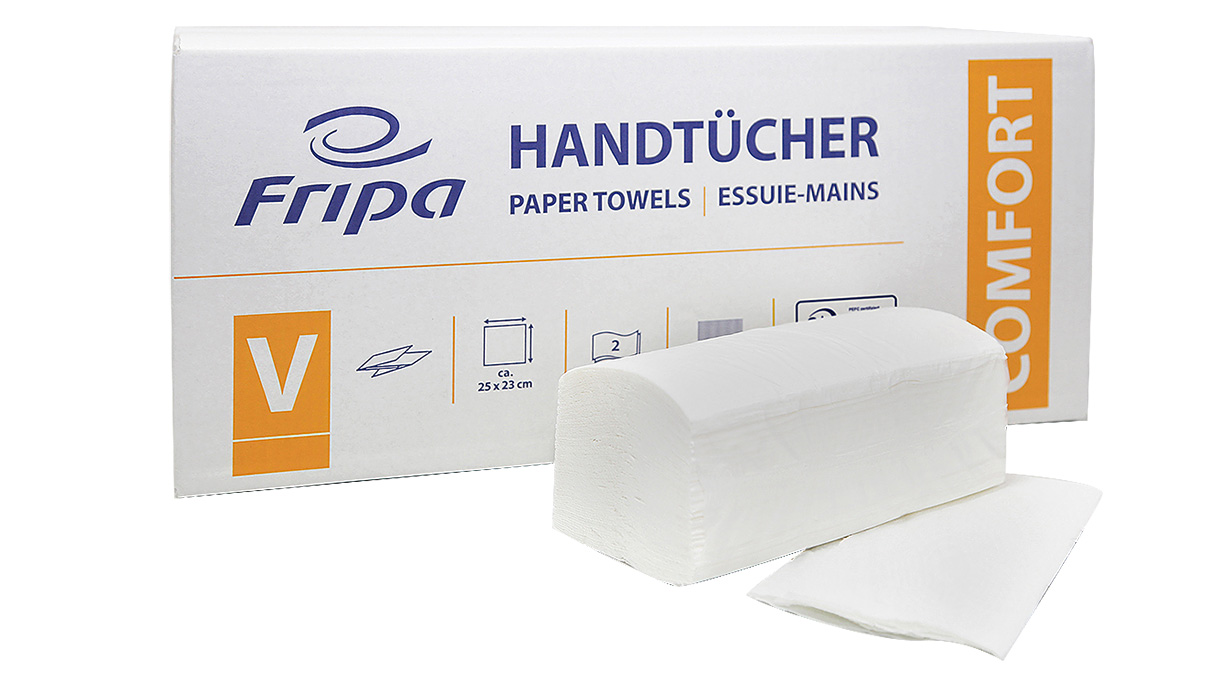 Fripa essuie-tout, 2 plis, pliage en V, 3200 feuilles