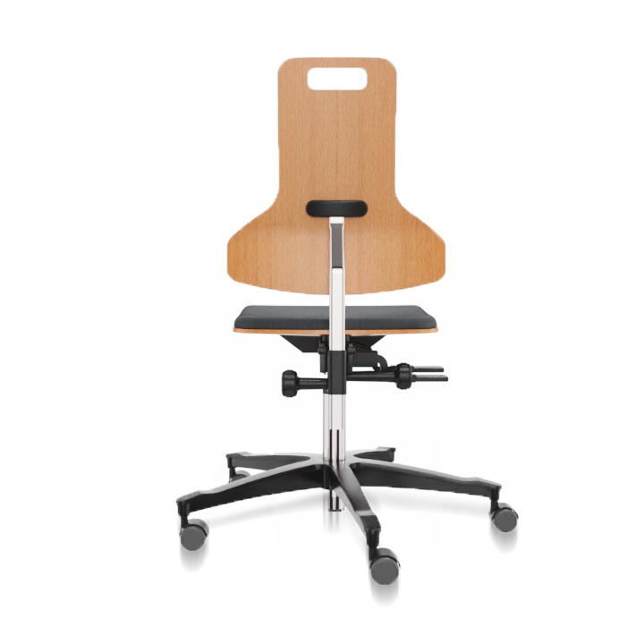 Dauphin Chaise pivotante avec garniture en bois et rembourrage en tissu, hauteur d'assise 48-64 cm, mécanisme
Balance. inclinaison manuelle de l'assise jusqu'à -12 °.