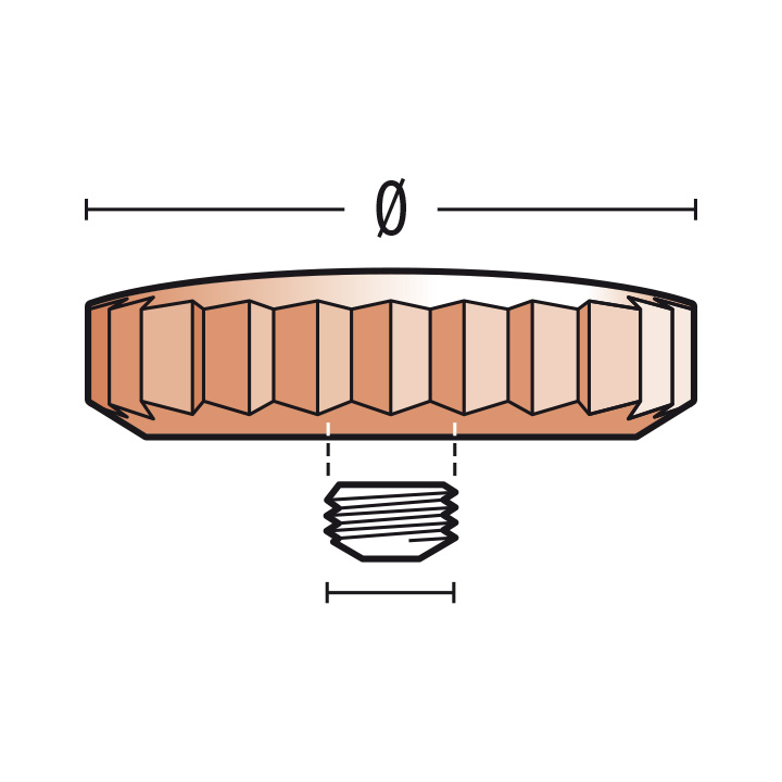 Couronne simples 920 Chrono N,  3 microns rosé, tube court, Ø 5,25, filetage 1,4, pas étanche