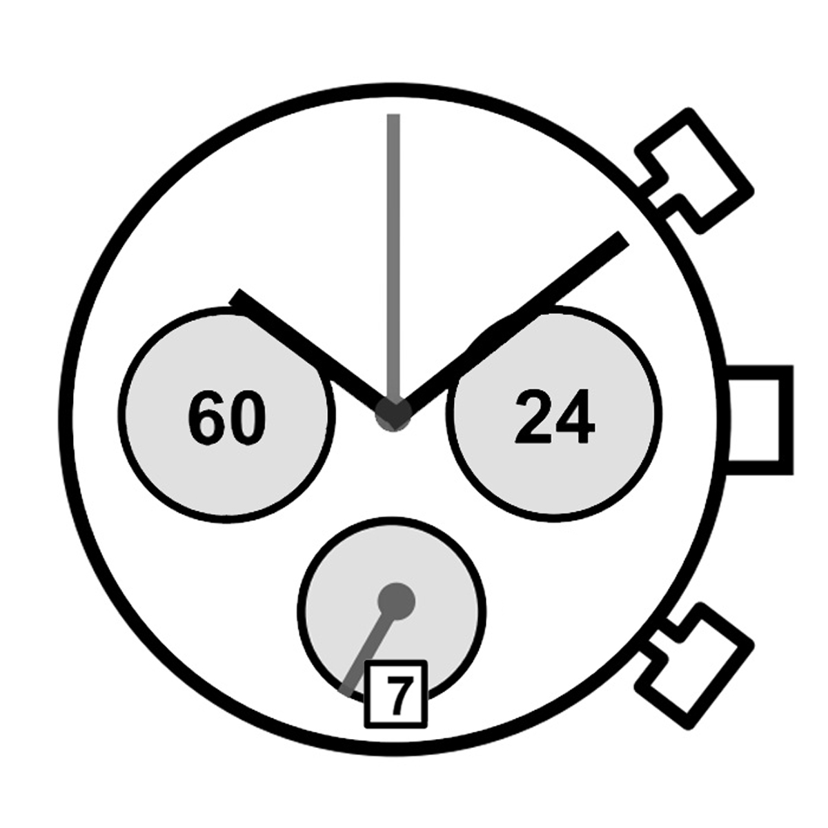 Mvt. Miyota FS21 10 1/2''' DATE6 SC CHR 24H SS MIN Quartz (377 | SR626SW) - Parallel Push