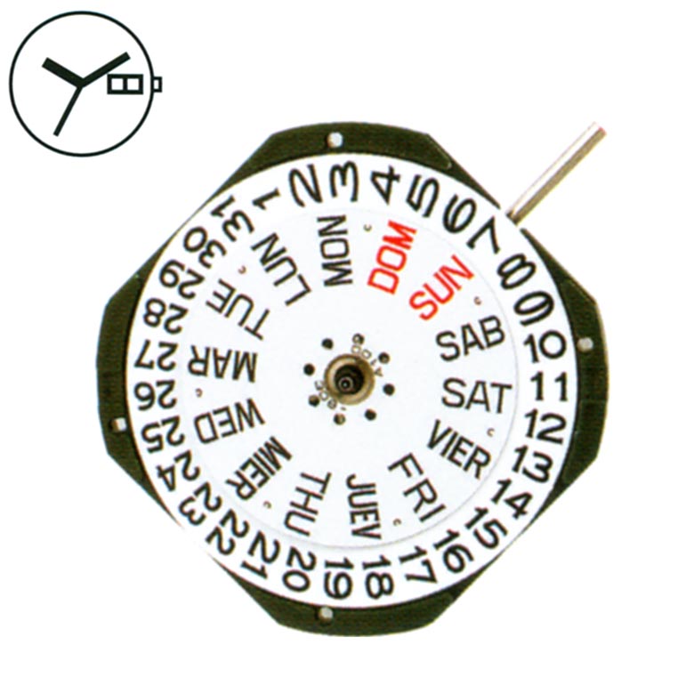 Mvt. Miyota 2305 11 1/2''' DAY/DATE3 SC Quartz (377 | SR626SW)