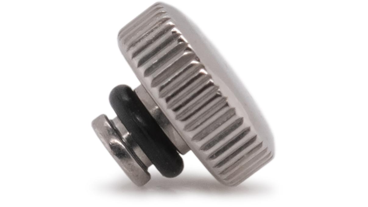 Couronne étanche, Forme japonaise, Acier inoxydable, Blanc, Tête Ø 3 mm, Filetage Ø 0,6 mm