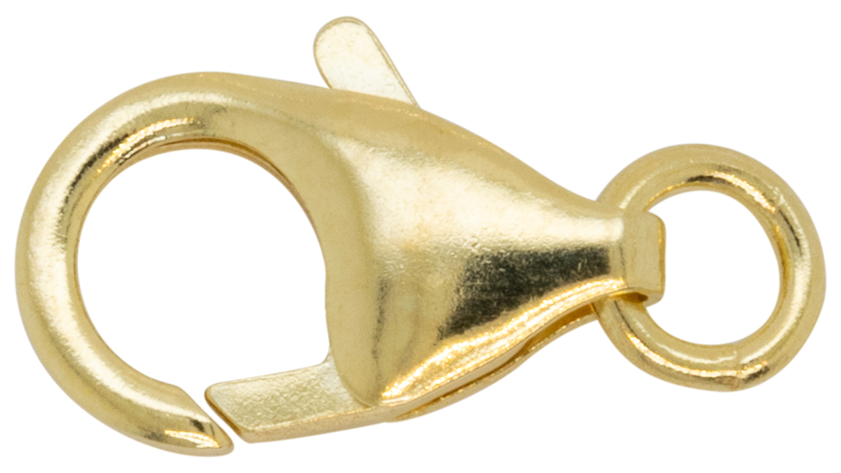 Carabine pour Charms avec anneaux joint suspendu, 925/- argent plaqué or, 8 mm