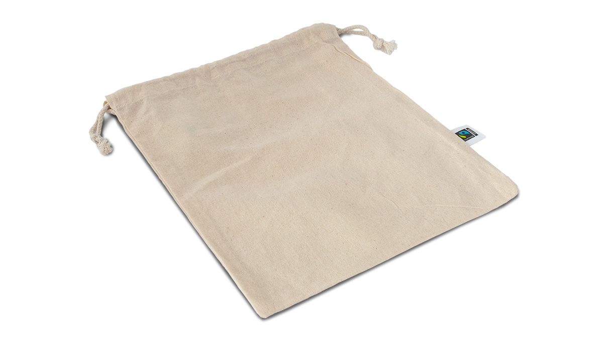 Sac à cordon, coton, 30 x 25 cm, Oeko-Tex Standard 100, commerce équitable, conforme à la norme LFGB