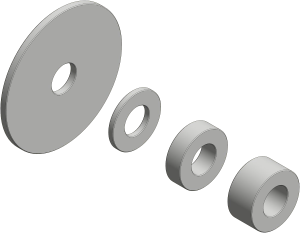 Lot de flasques et entretoises pour 2 tasseaux Ø 25 mm