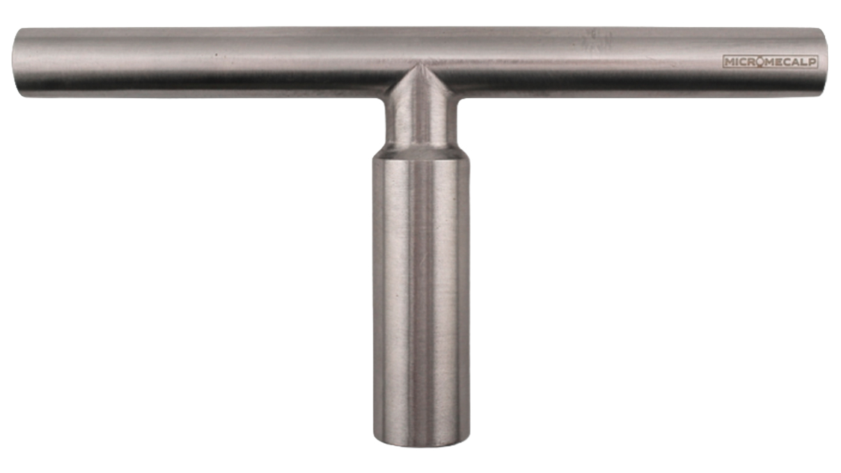 Barre transversale à monter sur le pied de table de lapidage Micromecalp T120, Ø 18 mm, pour l’utilisation
d’un chariot de lapidage sur une unité de ponçage à bande, idéal pour le soleillage