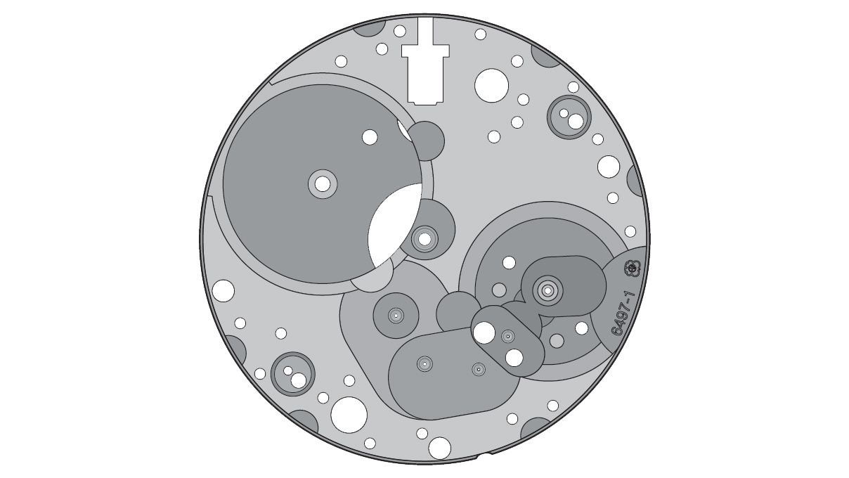 ETA00100.6497-1.3101 Platine, empierrée nickelé(e) ETA 6497-1
