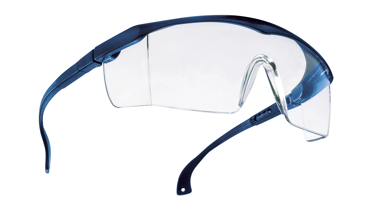 Lunettes de protection Basic, bleu, verre transparent, résistant aux rayures