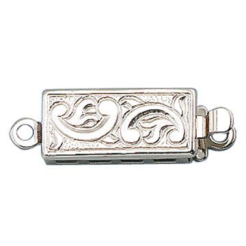 Fermoir à cliquet, 925/- argent rhodiné, à un seul rang, 6 x 13 mm