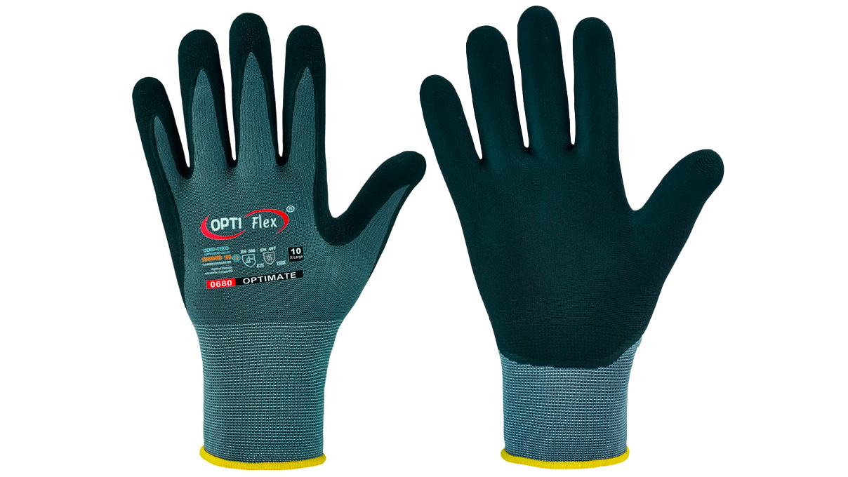 Gants Optimate Opti Flex, polyamide, gris/noir, taille L / 9
