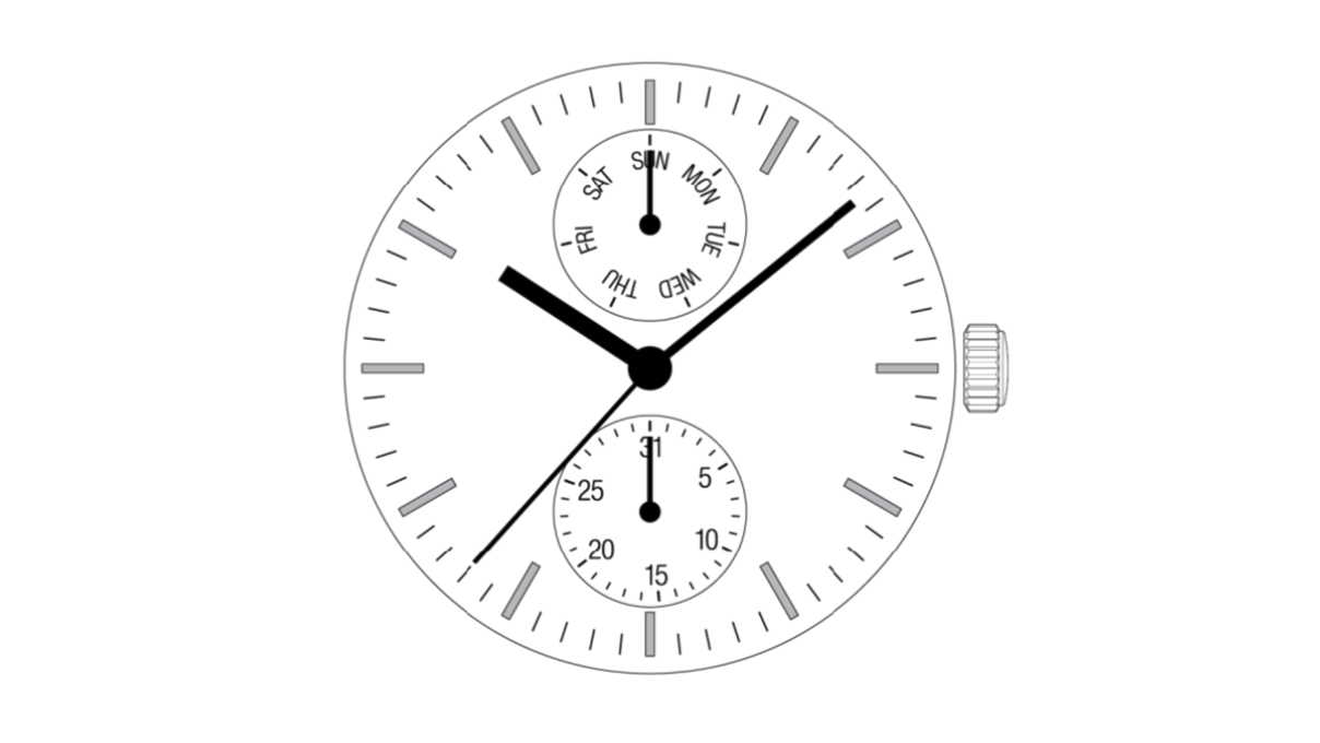 Mvt. Shiojiri (Seiko SII) VX7PE 12 3/4''' DATE6/DAY12 Quarz (395 | SR927SW)