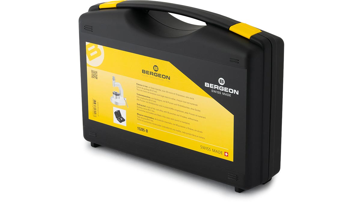 Bergeon 15285-B potence à river avec 50 rivoirs, en mallette