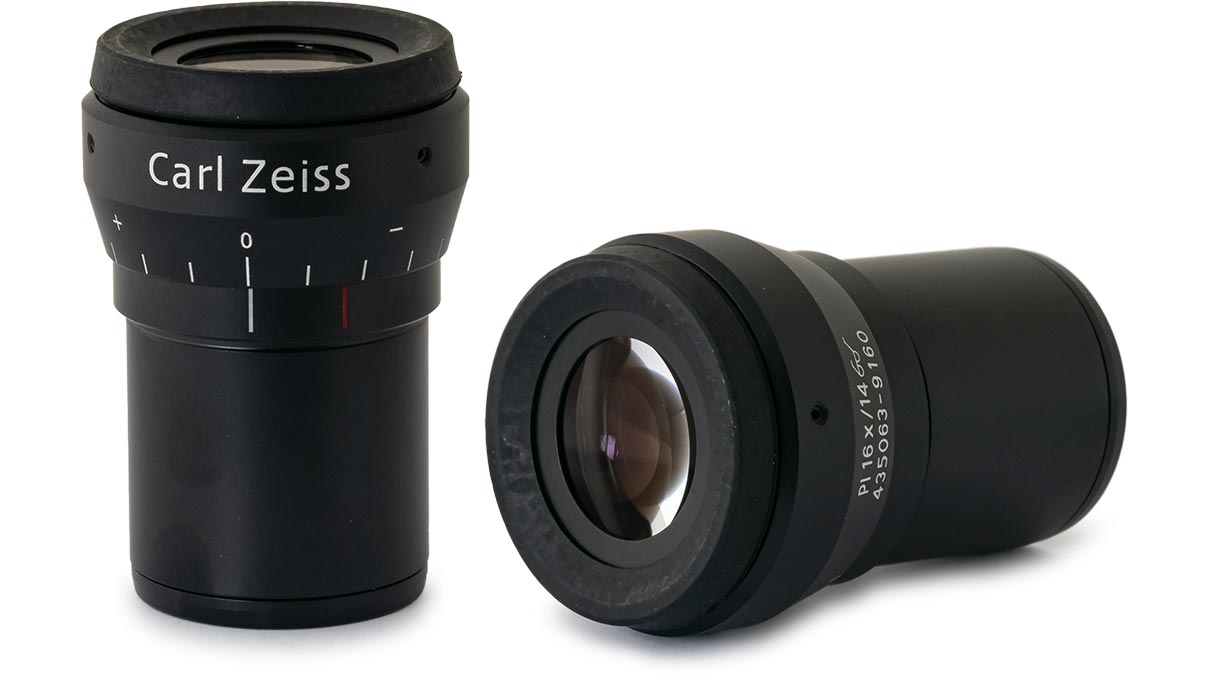 Oculaires supplémentaires Zeiss 16x/14 Br foc pour le stéréomicroscope Stemi