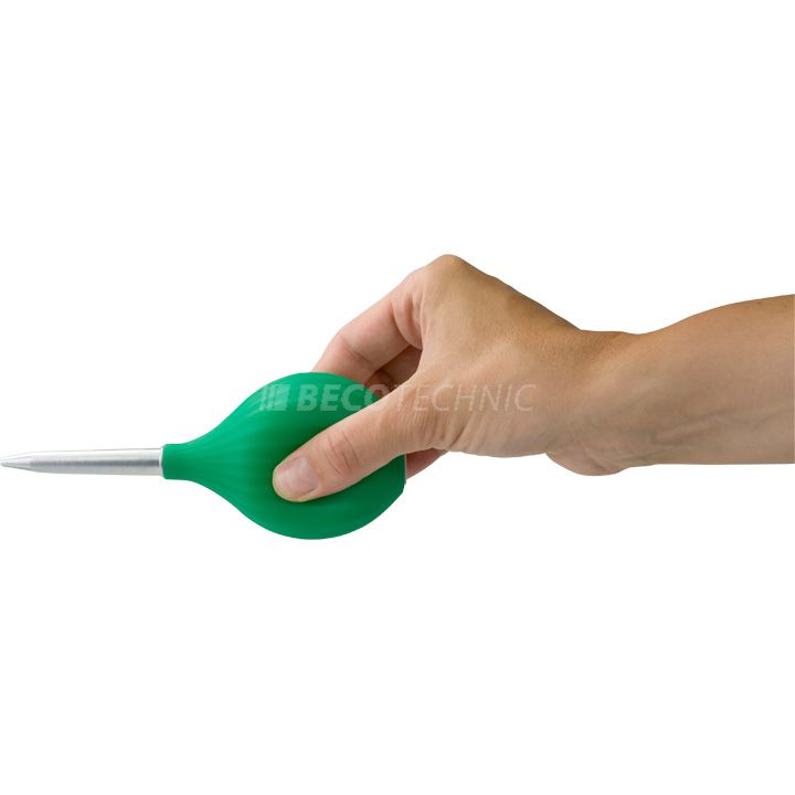 Souffleur de poussière en caoutchouc, noir, avec 2 capuchons en plastiques