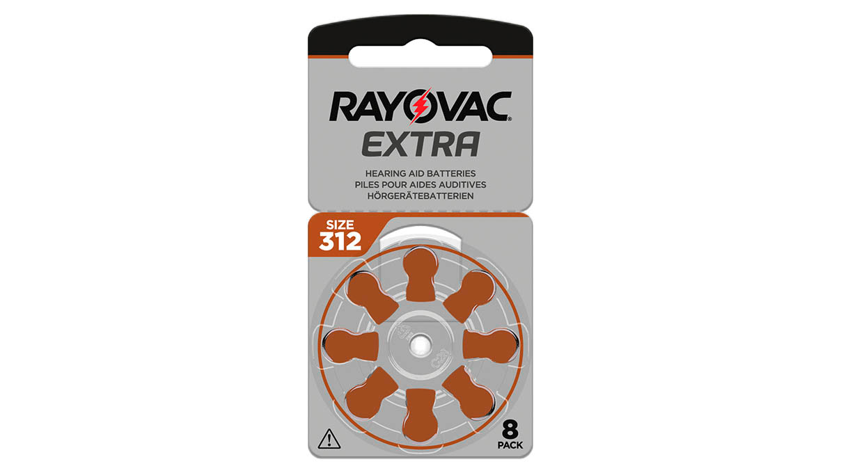 Rayovac Extra, 8 piles auditives No. 312 (Sound Fusion Technology), plaquette