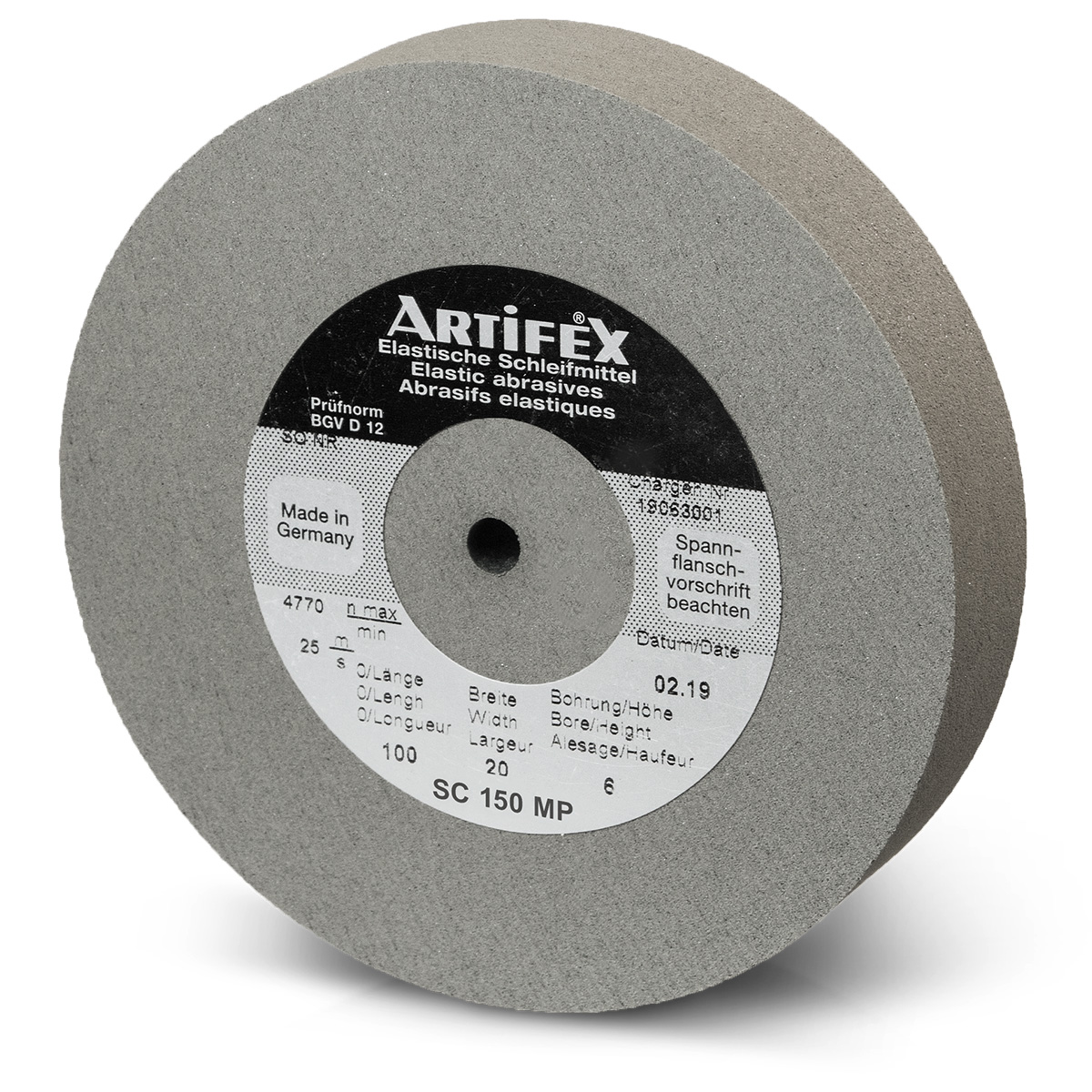 Artifex meule SC 150 MP, grain moyenne, dureté moyenne, Ø 100 x 20 mm, alésage Ø 6 mm