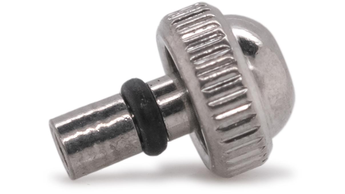 Couronne étanche, Forme japonaise, Acier inoxydable, Blanc, Tête Ø 3 mm, Filetage Ø 0,6 mm