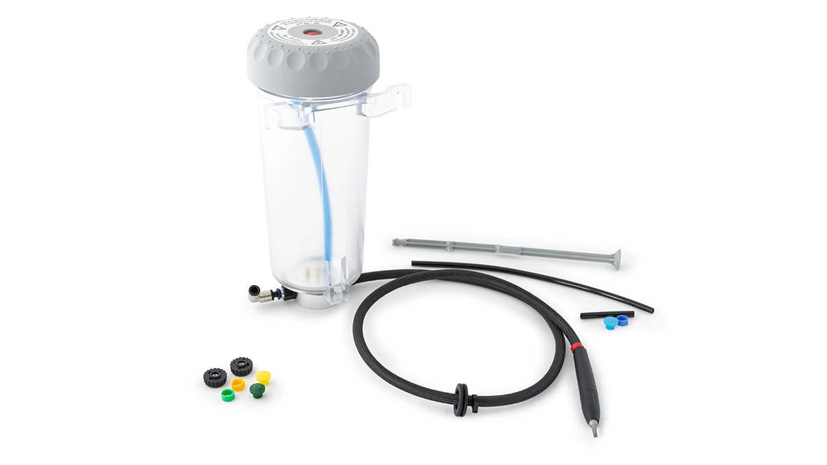 Renfert Réservoir supplémentaire 25 - 70 µm, à gauche, pour Vario Basic, avec buse 0,8 mm