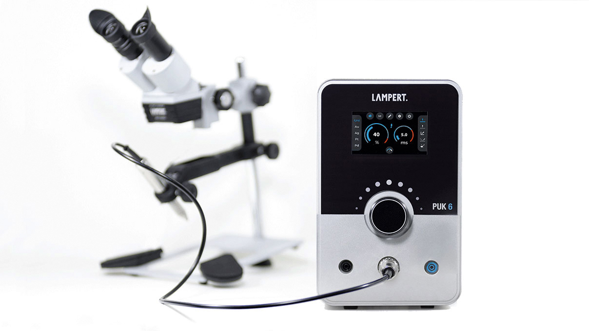 Lampert appareil de soudage par point PUK 6 avec microscope de soudage SM 6 et pièce à main