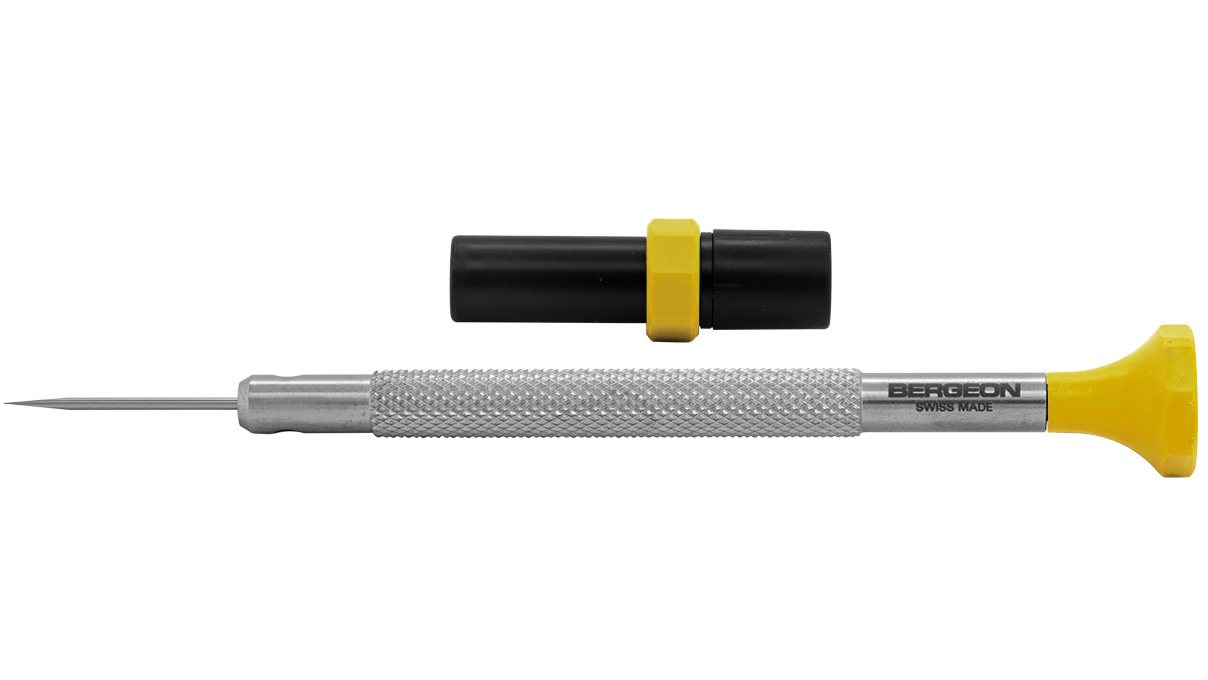 Bergeon 30081-AT-080 tournevis, mèche 0,8 mm, Jaune, avec mèches de rechange