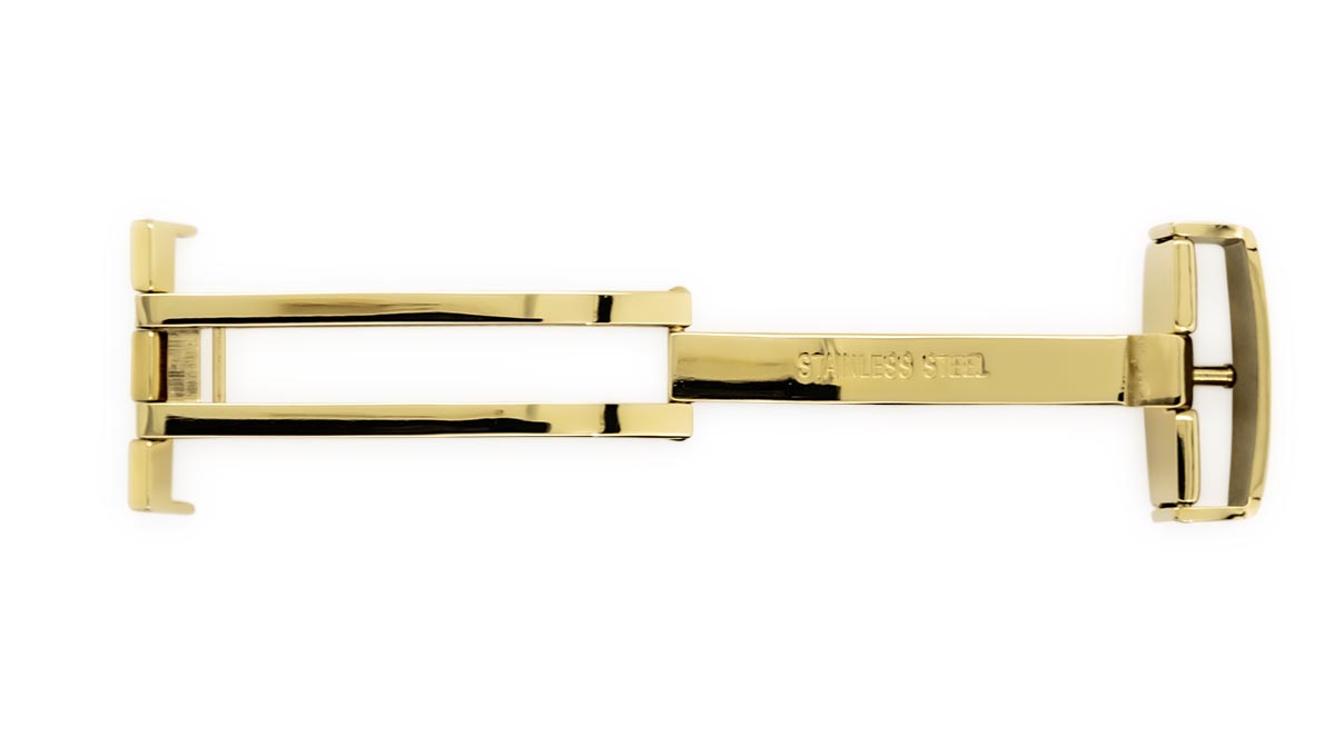Boucle déployante pour bracelets cuir, doré, 14 mm