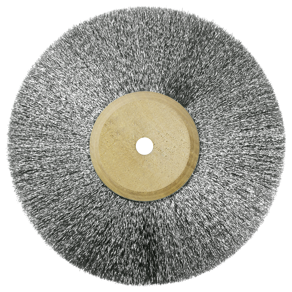 Brosse circulaire, acier, Ø 100 mm, fil 0,12 mm, 4 rangées, avec noyau en bois