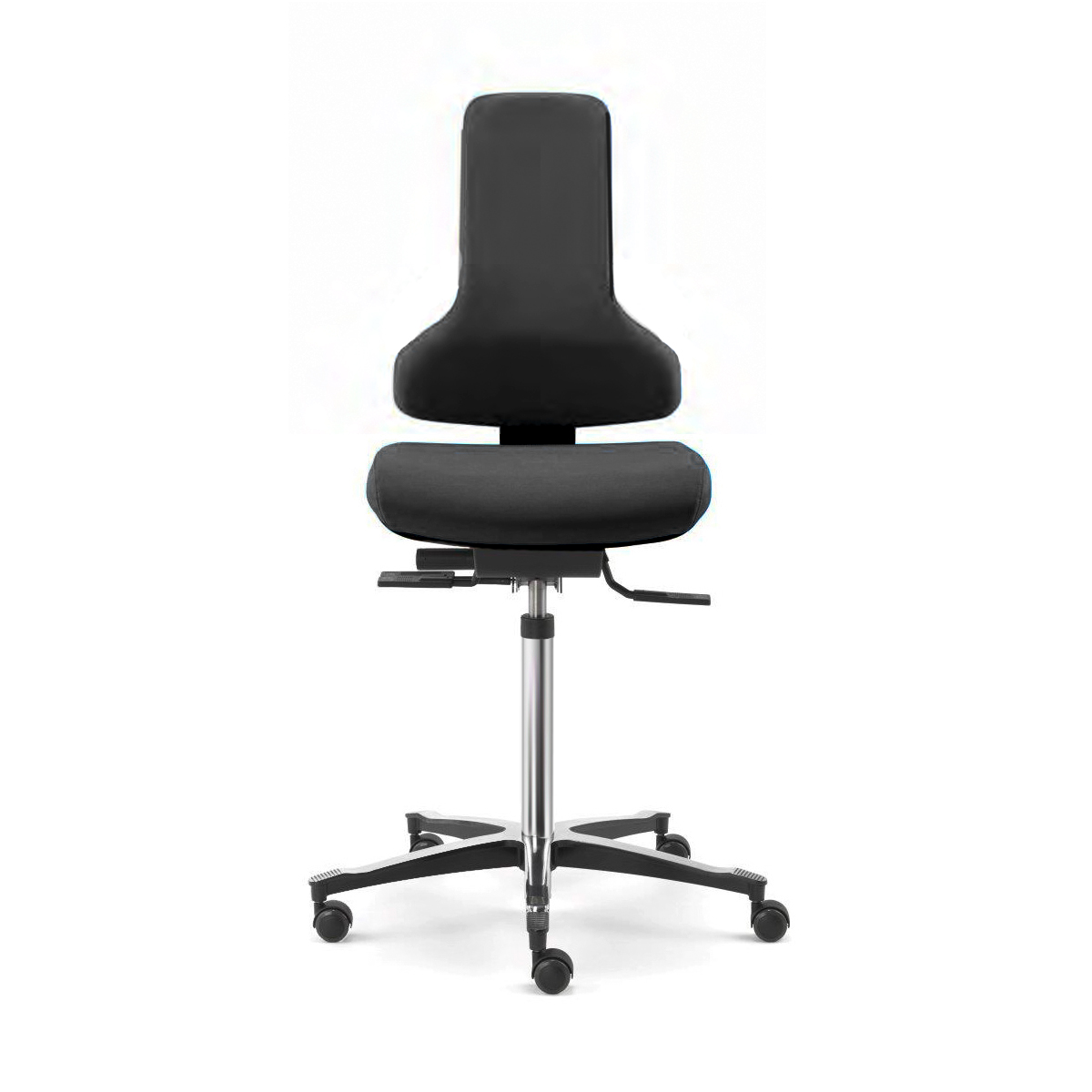 Dauphin Chaise pivotante, Tec Profile, hauteur d'assise 45-65 cm, piétement aluminium, revêtement similicuir noir, réglage de la
profondeur d'assise (6 cm)