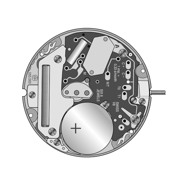Mvt. ETA 255.513 H0 10 1/2''' DATE3 SC Quartz (371 | SR920SW)