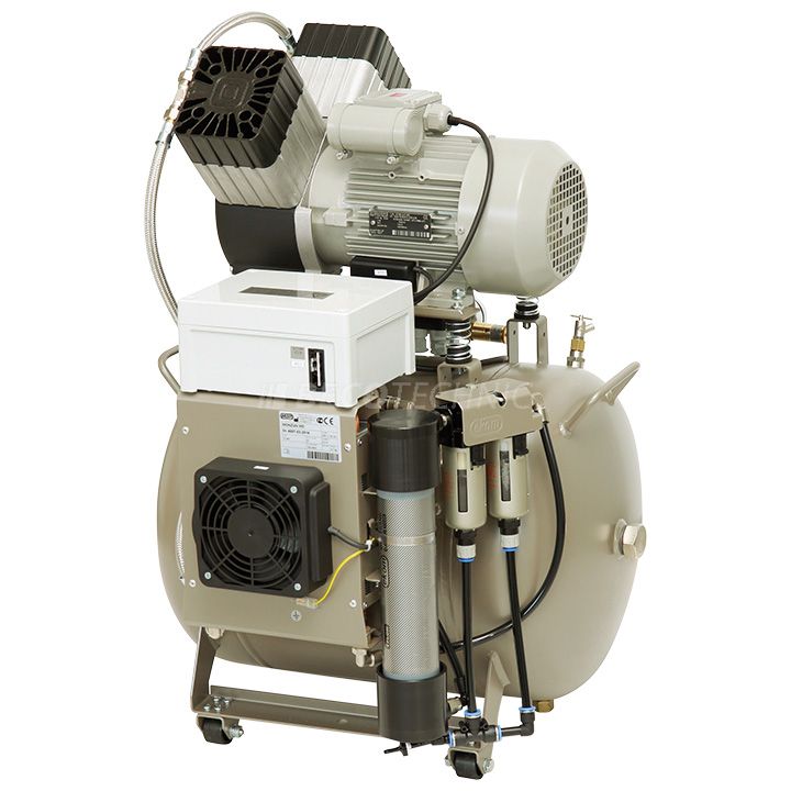 Ekom compresseur DK 50 2V/50 S, 6 - 8 bar, réservoir de 50 l, exempt d'huile, boîte insonorisée, 230V/50Hz