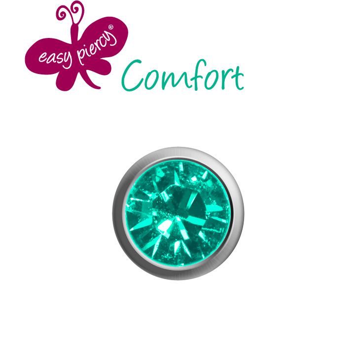 Easy Piercy Comfort 1 paire de boutons d'oreilles Ø 2,95 mm, blanc, imitation turquoise