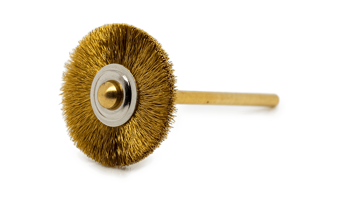 Brosse métallique, laiton, Ø 21 mm, fil Ø 0,08 mm, tige HP