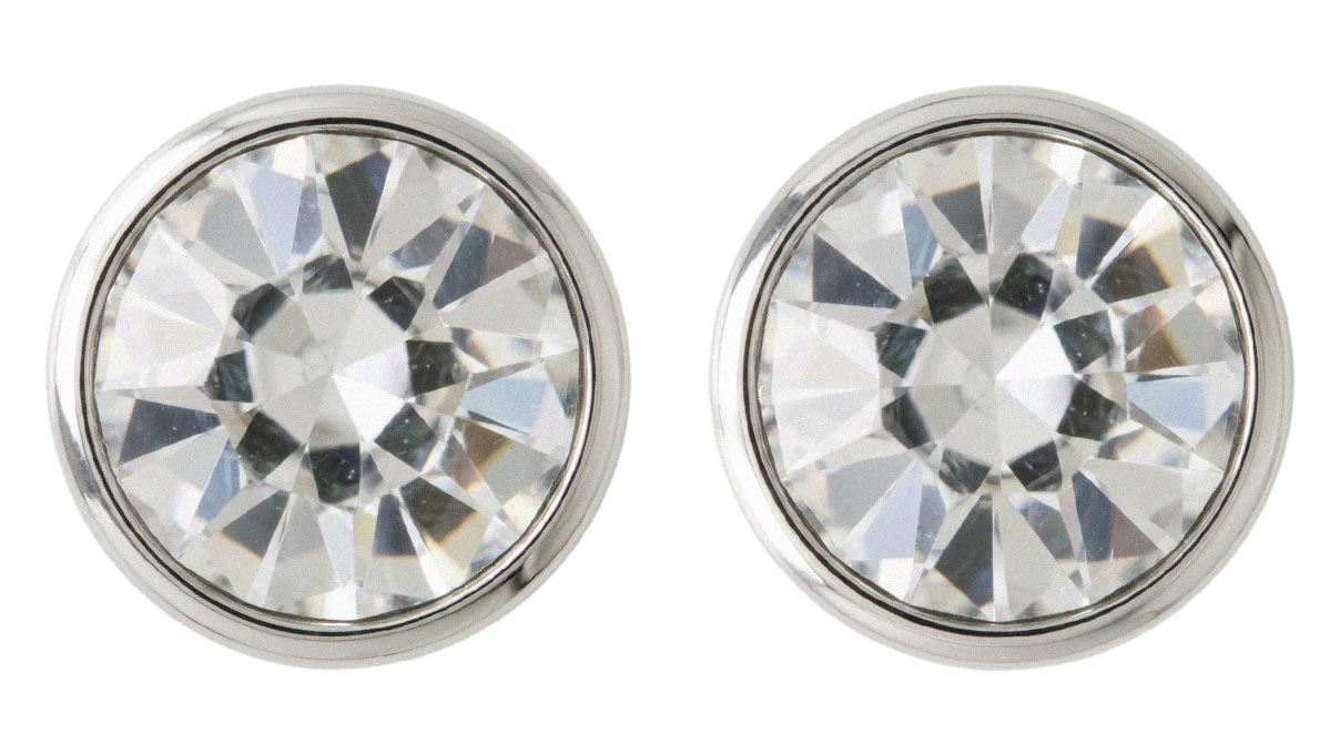QPP puces d'oreilles A29, rond Ø 4 mm, zircone blanche, inox blanc, 1 paire