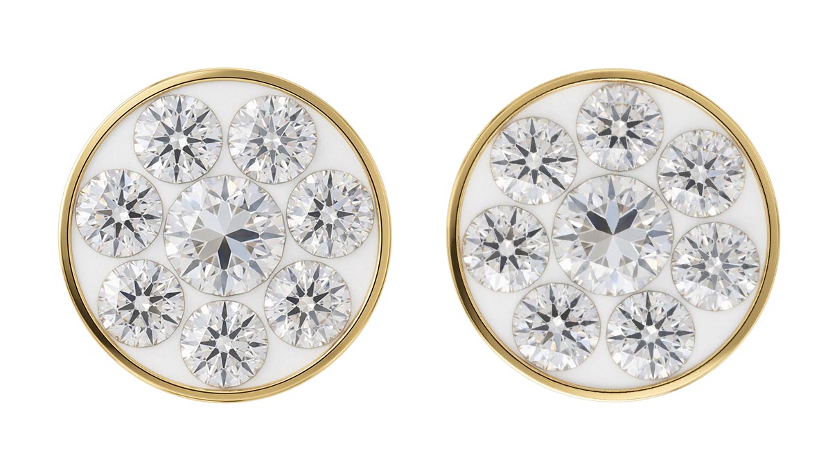 QPP puces d'oreilles A20, rond Ø 4 mm, zircone blanche, inox plaqué or jaune, 1 paire