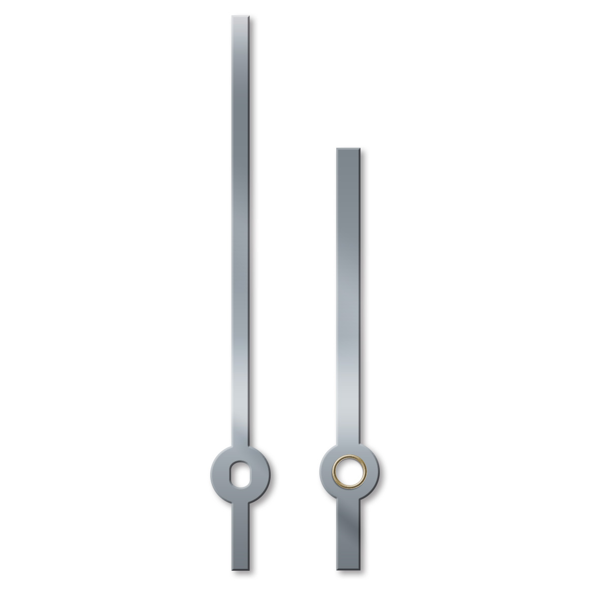 Paire d'aiguilles, baton, longueur 100 mm, aluminium, chrome, pour grandes horloges