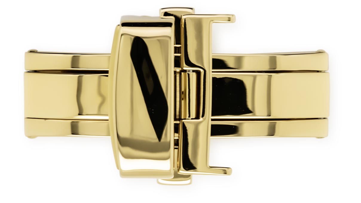 Boucle déployante papillon pour bracelets en cuir, doré, 22 mm