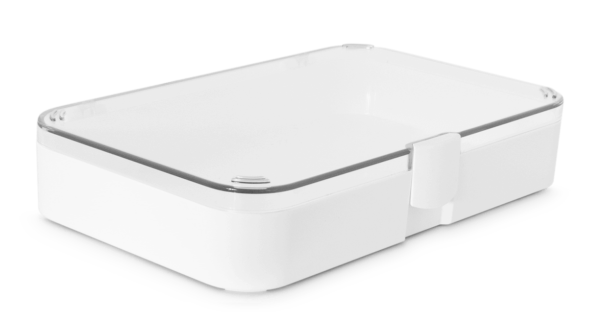 Boîtes de rangement sans insert en plastique blanc avec couvercle transparent, 35 x 190 x 110 mm