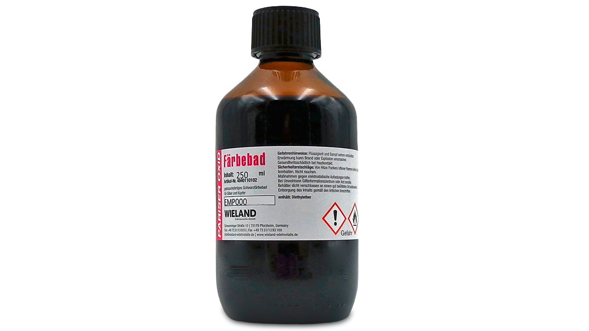 Oxyde de Paris, bain de coloration pour l'argent et le cuivre, contenant du palladium, prêt à l'emploi, 250
ml