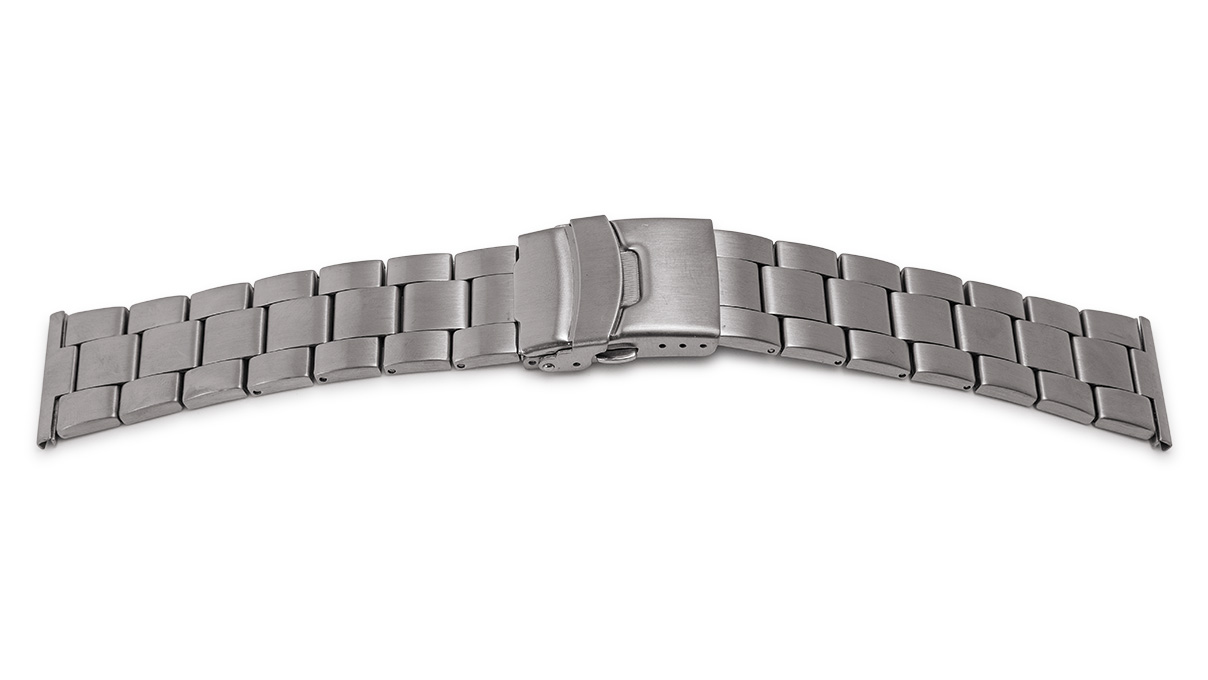 Bracelet métallique, acier inoxydable, poli, largeur d'attache 22 - 24 mm