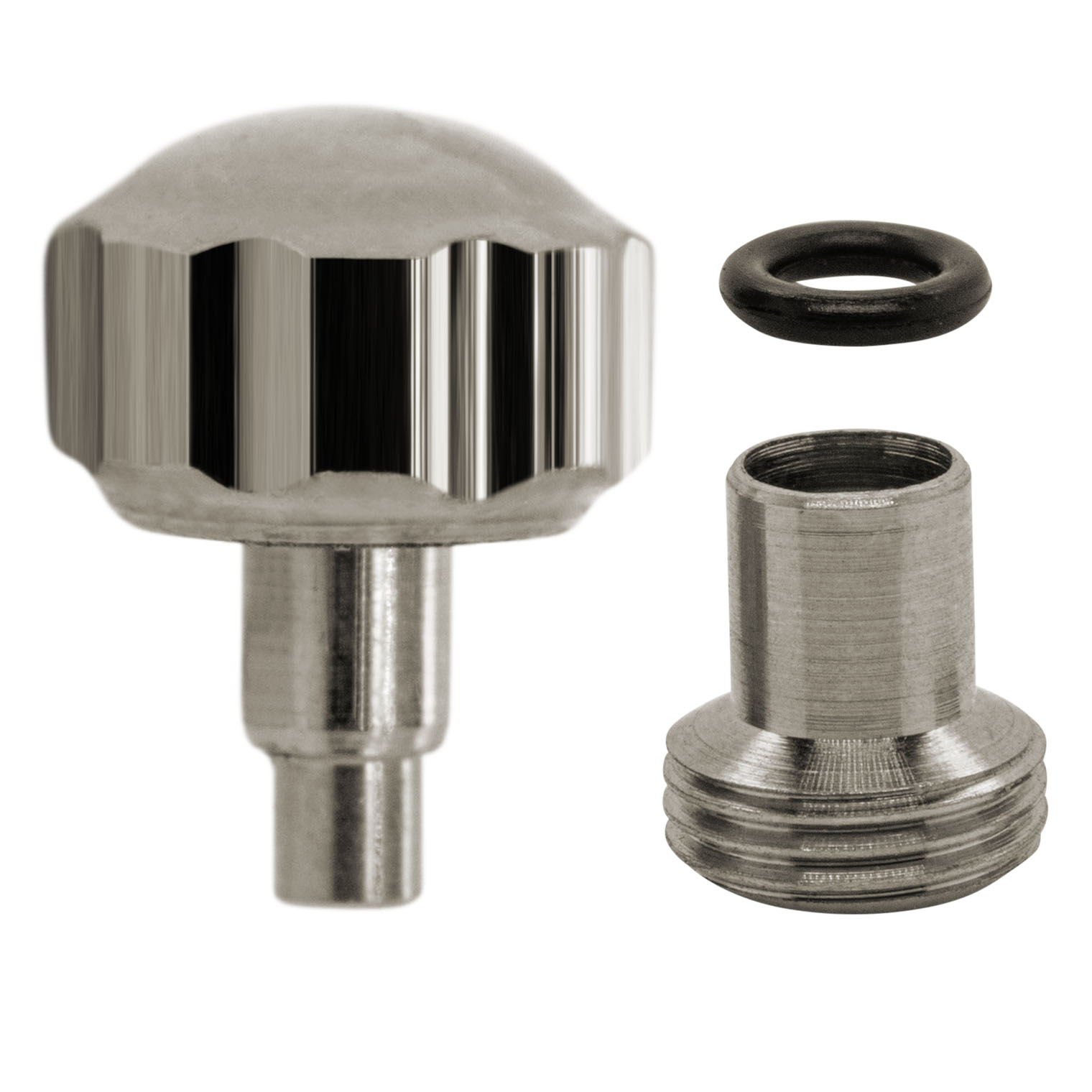 Couronne à vis, PBM, acier inoxydable avec tubus/joint, hauteur 3,5, Ø 4,5, tubus 2,5, filetage 0,9, étanche