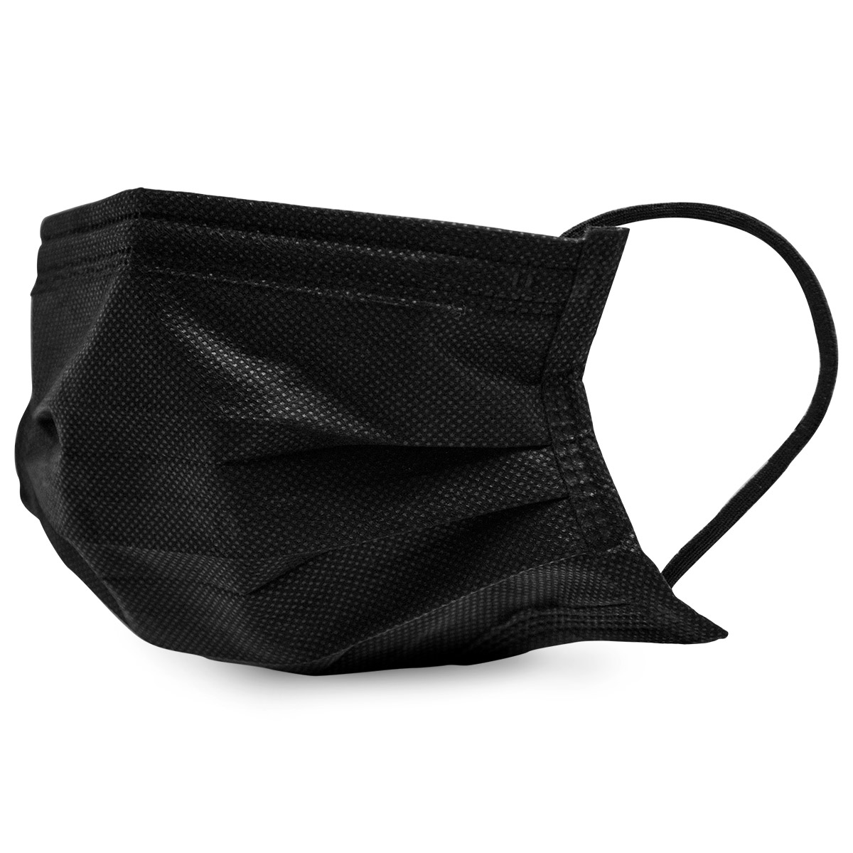 Masques de protection, non-tissé, 3 plis, avec boucles en caoutchouc, noir, 50 pièces
