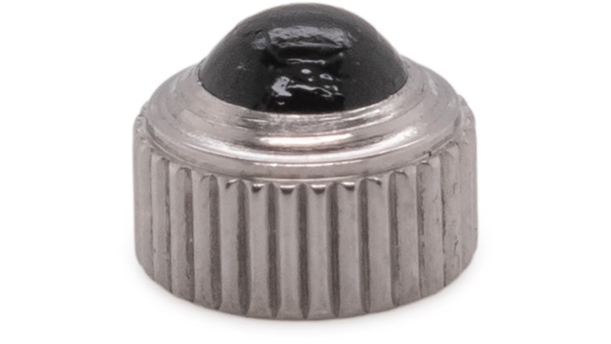 Couronne étanche, Forme japonaise, Acier inoxydable, Blanc, Tête Ø 2,75 mm, Filetage Ø 0,7 mm, avec pierre