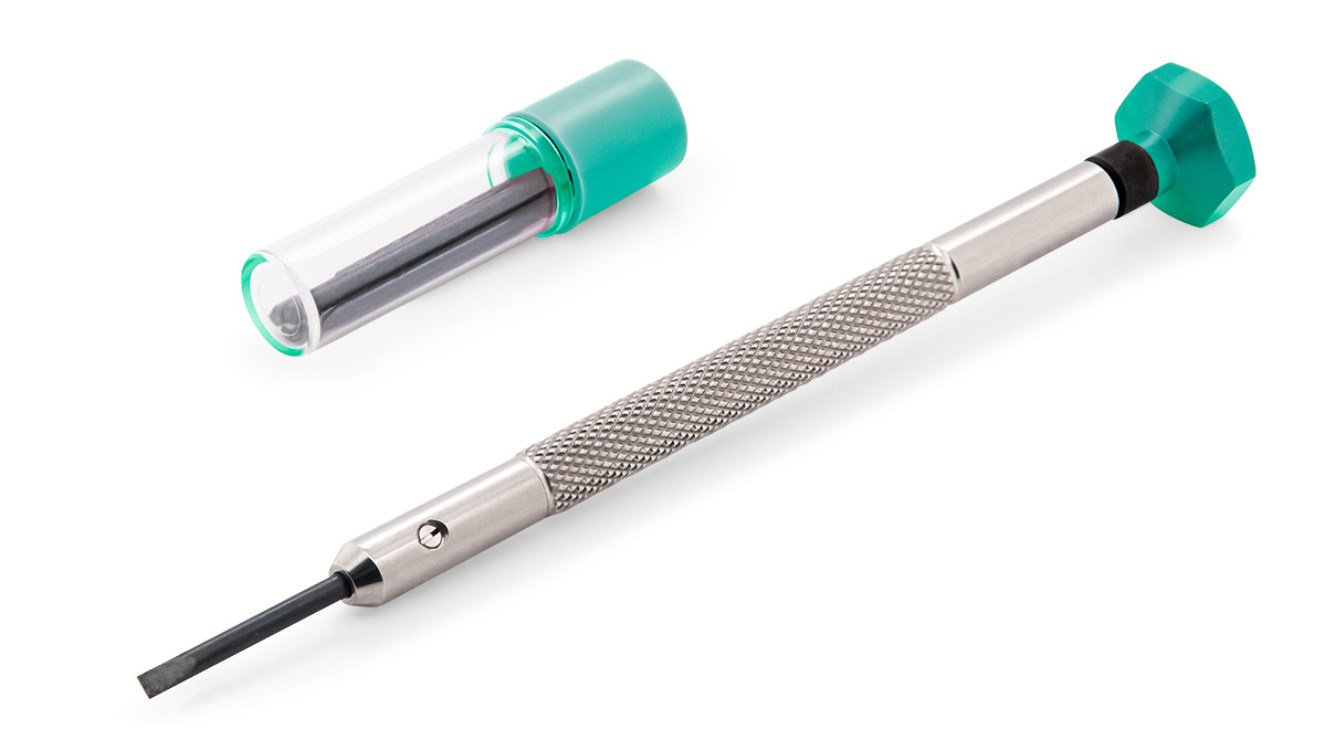 VOH tournevis, mèche 1,3 mm, bleu-vert, avec des lames de rechange