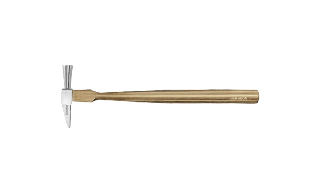 Bergeon 1438-3 marteau d'horloger avec manche en bois, tête en acier poli, 70 x 220 mm