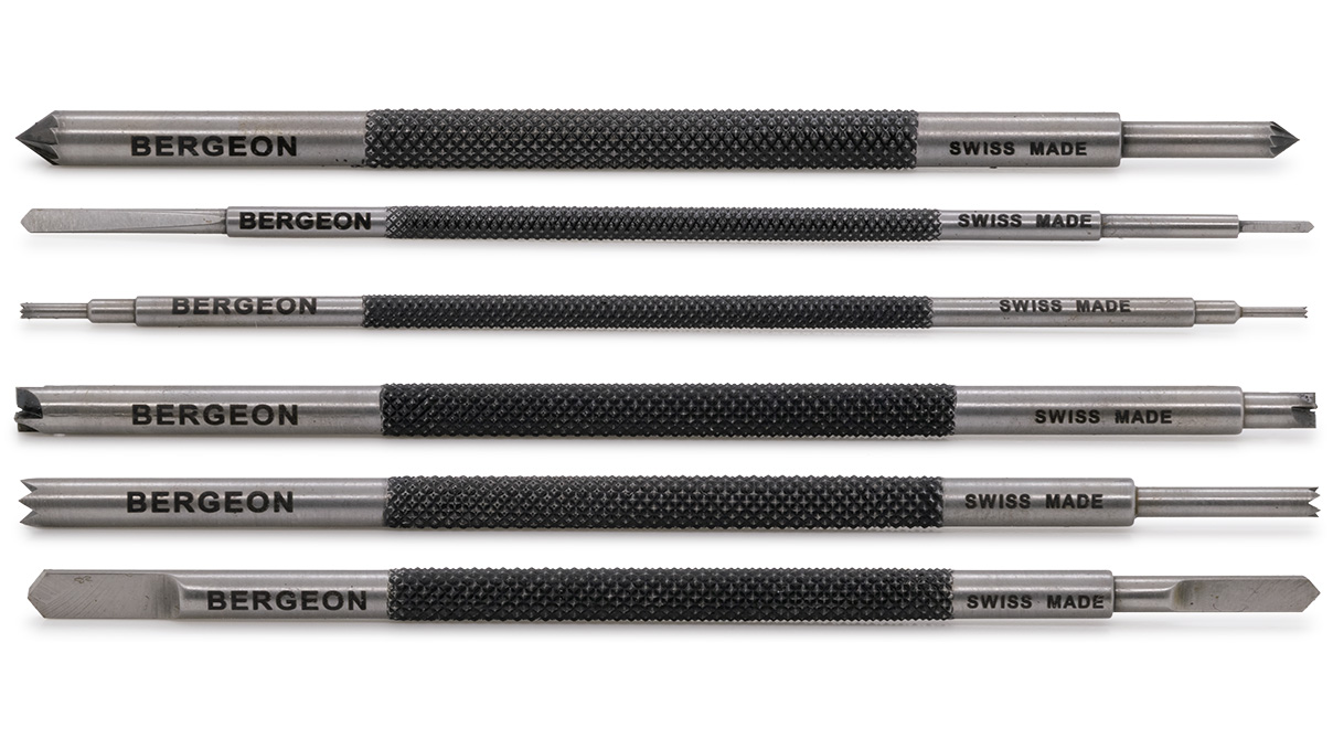 Bergeon 30414 Fraises d'horloger dans un étui en bois, 6 pièces