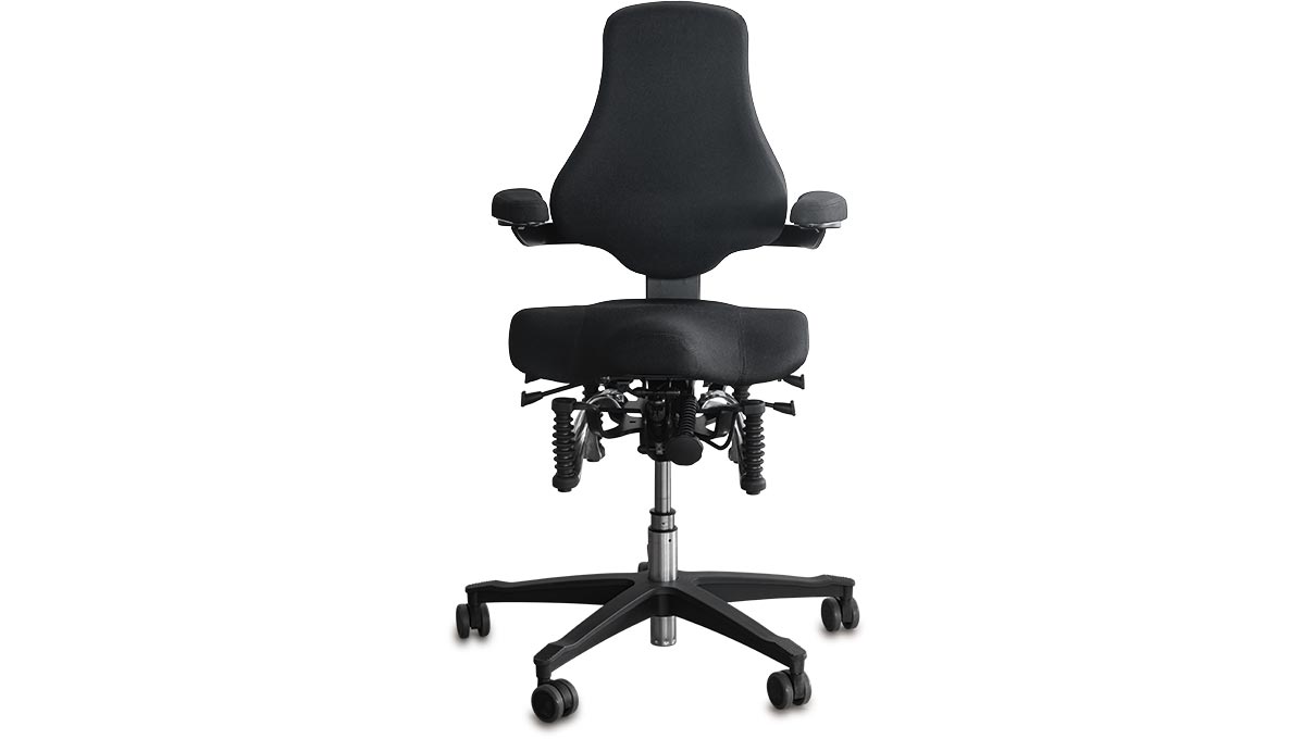 Bioswing OneUP Siège de travail avec siège selle, hauteur 42 - 52 cm, accoudoirs 180°, roulettes souples