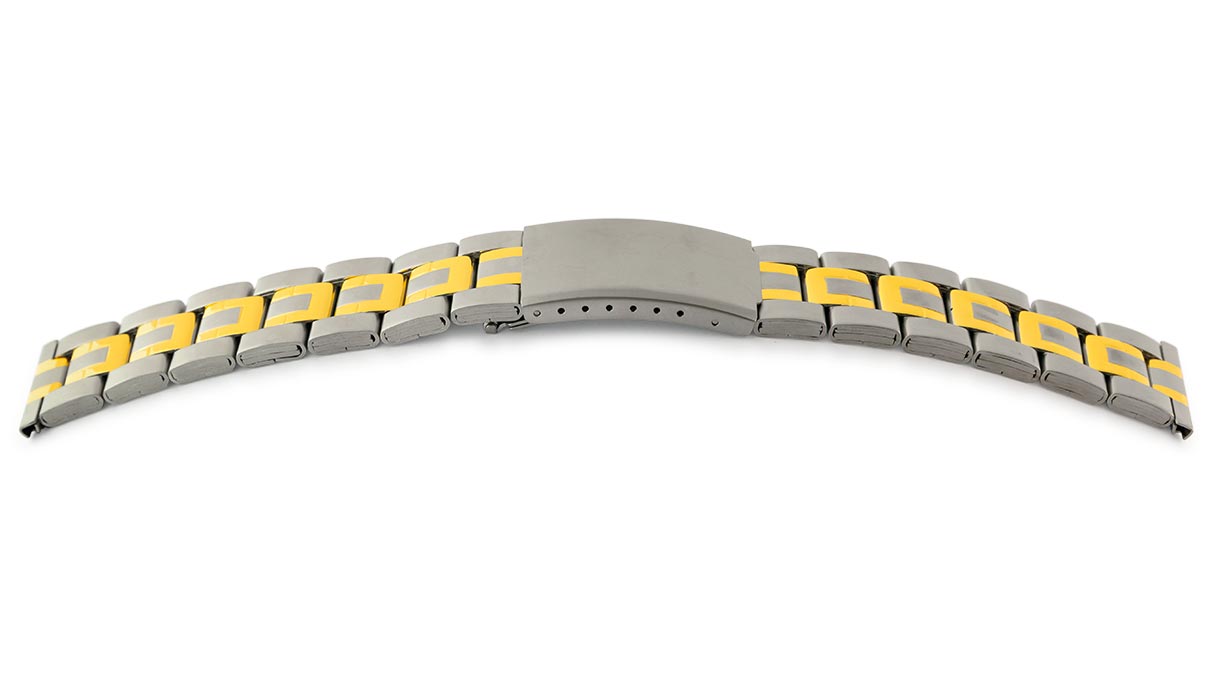 Uhrband Sport, Edelstahl, Bicolor, Breite 18 mm, Anstoß 20 mm, Länge 170 mm